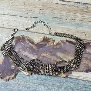 American Eagle Multi-Chain Silver Chocker Necklace.